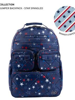 Lug Legacy Collection Puddle Jumper Backpack Star Spangled with Matching Pouch